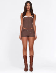 Antonella Short - Brown : Chocolate : Chocolate Pinstripe