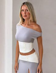 Alyssa Off Shoulder Top - Grey