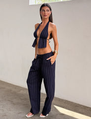 Lainey Top - Navy Pinstripe