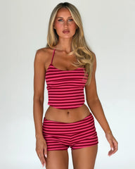 Cerys Rib Short - Pink Red Stripe