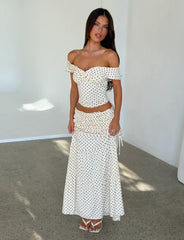 Denali Maxi Skirt - Cream Dot