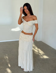 Denali Maxi Skirt - Cream Dot