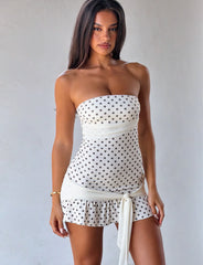 Tove Mini Dress - White Polka Dot