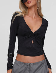 Saffira Long Sleeve Top - Black