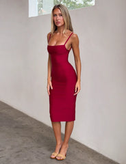 Midori Midi Bandage Dress - Cherry