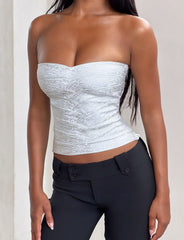 Niya Metallic Bandage Top - Liquid Silver