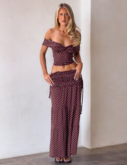 Denali Maxi Skirt - Brown Dot