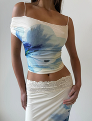 Lillian Top - White : Cream : Floral