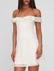 Denali Lace Mini Dress - Cream Lace