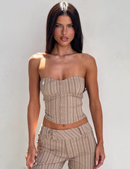Kittie Strapless Corset - Taupe Stripe