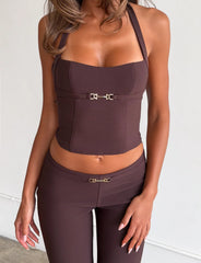 Kittie Buckle Top - Chocolate