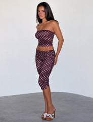 Vali Polka Dot Top - Chocolate Pink Dot