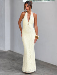 Maven Lace Maxi Dress - Pastel Yellow