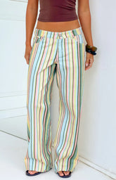 Carrie Multi Stripe Low Rise Jeans - PRE ORDER
