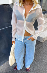 Goldie Cream Sheer Button Through Shirt
