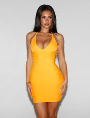 Nyx Mini Bandage Dress - Neon Mango