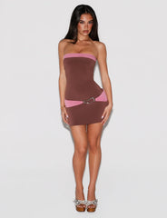 Eos Mini Dress - Espresso And Rose