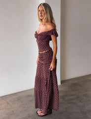 Denali Maxi Skirt - Brown Dot