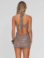 Evangeline Mini Dress - Neutral Tiger