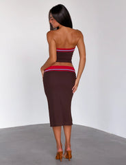 Serah Diamante Midi Skirt - Chocolate