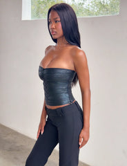 Niya Metallic Bandage Top - Black