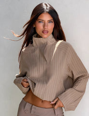 Lennex Jacket - Tan Pinstripe
