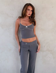 Emory Top - Grey Pinstripe