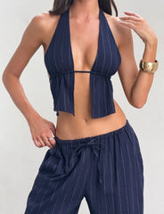 Lainey Top - Navy Pinstripe