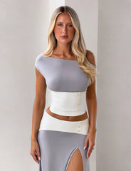 Alyssa Off Shoulder Top - Grey