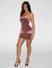 Eos Mini Dress - Espresso And Rose