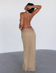 Cyrene Satin Cowl Top - Gold