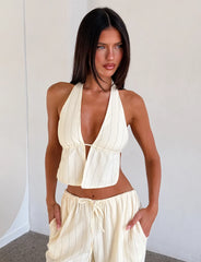 Lainey Top - Beige Stripe