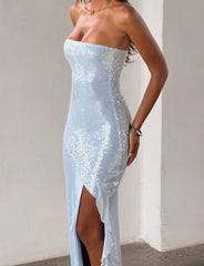 Theo Sequin Maxi Dress - Soft Blue