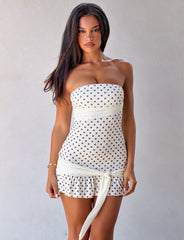 Tove Mini Dress - White Polka Dot