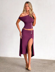 Alyssa Off Shoulder Top - Plum