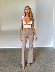 Kittie High Rise Pant - Beige : Tan