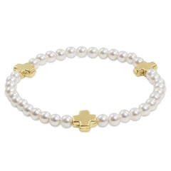 egirl Signature Cross 4mm Pearl Bracelet - Gold