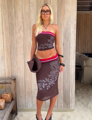 Serah Diamante Midi Skirt - Chocolate