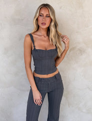 Kittie Corset - Grey Stripe