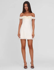 Denali Lace Mini Dress - Cream Lace