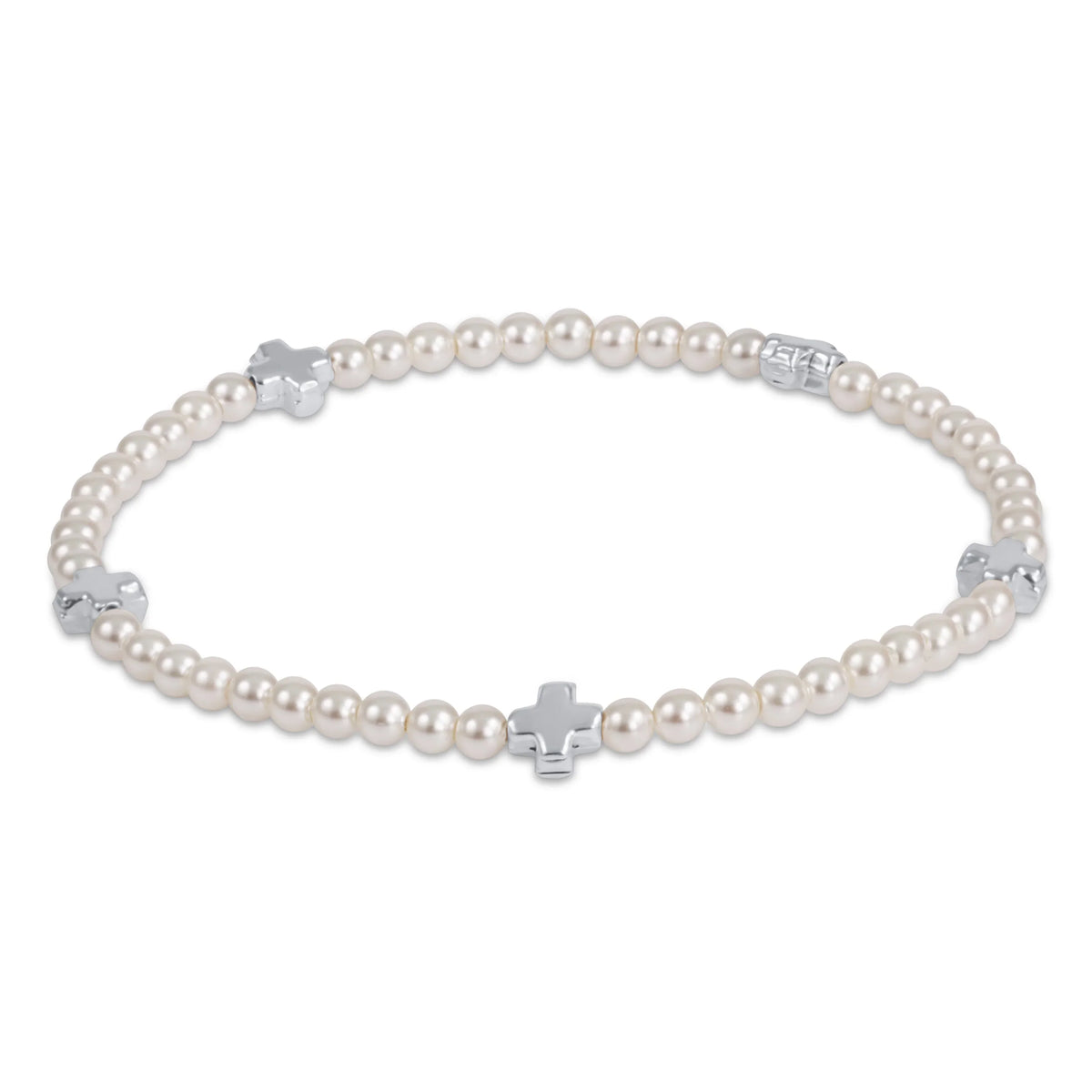 Signature Cross Small 3mm Pearl Bracelet - Sterling