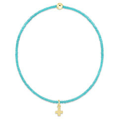 Hope Classic Turquoise Bracelet - Signature Cross Small Gold Charm