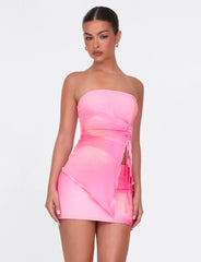 Sariah Mini Skirt - Pink : Macro Floral : Pink Blossom