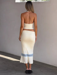Calina Plunge Lace Top - Cream
