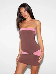 Eos Mini Dress - Espresso And Rose