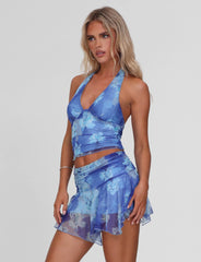 Devyn Top - Blue Macro Floral