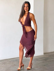 Georgie Diamante Hi Lo Skirt - Chocolate