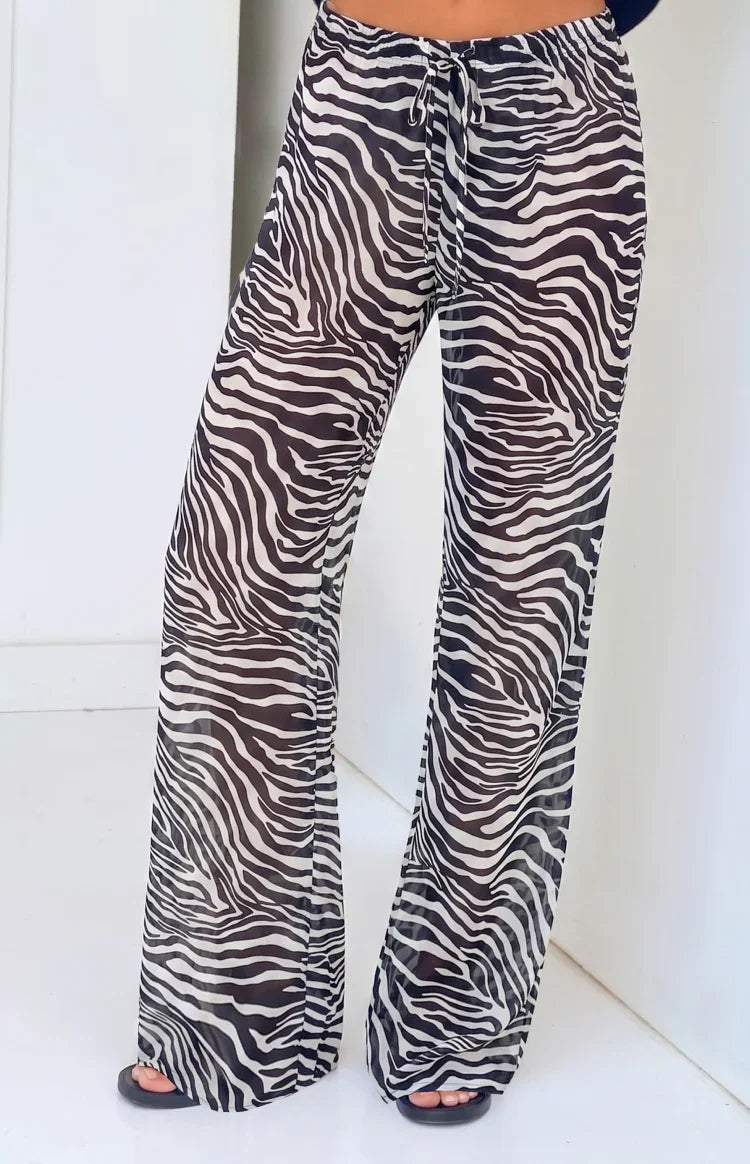 Joplin Black Sheer Zebra Print Pants - PRE ORDER