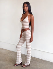 Marissa Foldover Knit Pant - Taupe Ombre Stripe