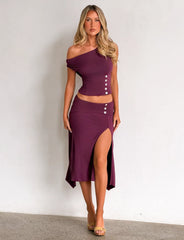 Alyssa Hi Lo Skirt - Plum